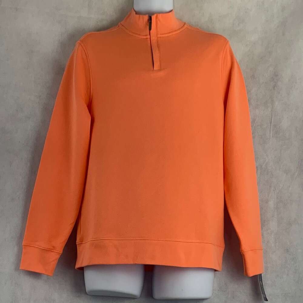 Club Room Men's 1/4 Zip Mock Neck 100% Cotton Sweatshirt, Melon Burst, Small